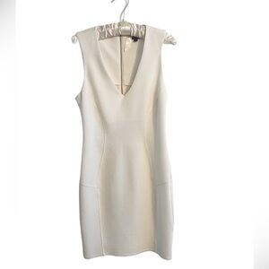 Topshop White Fitted Sheath Mini Dress V-Neck Sleeveless Size 8